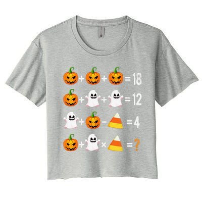 Halloween Order Of Operations Math Halloween Teacher Pumpkin Women's Crop Top Tee