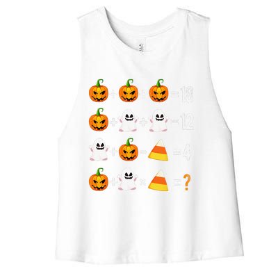 Halloween Order Of Operations Math Halloween Teacher Pumpkin Women's Racerback Cropped Tank