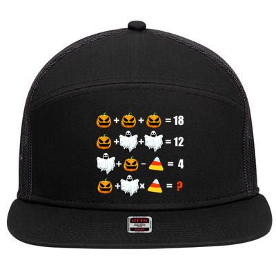 Halloween Order of Operations Math Halloween Teacher pumpkin 7 Panel Mesh Trucker Snapback Hat