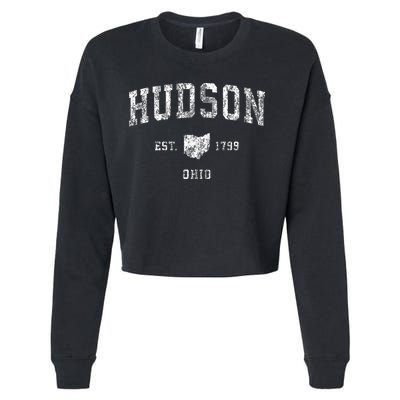 Hudson Ohio Oh Vintage Athletic Sports Design Cropped Pullover Crew