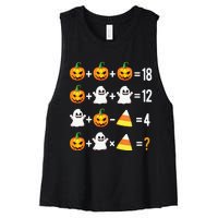 Halloween Order Of Operations Math Halloween Teacher Pumpkin Women's Racerback Cropped Tank