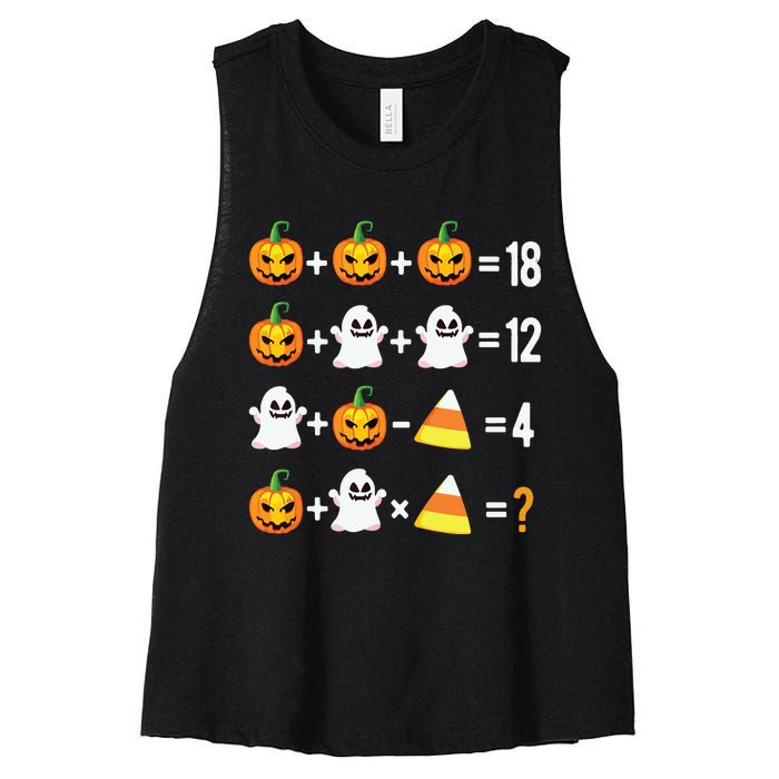 Halloween Order Of Operations Math Halloween Teacher Pumpkin Women's Racerback Cropped Tank