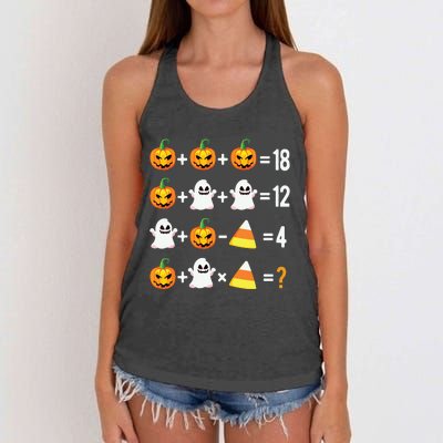 Halloween Order Of Operations Math Halloween Teacher Pumpkin Women's Knotted Racerback Tank