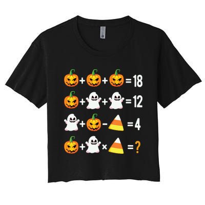 Halloween Order Of Operations Math Halloween Teacher Pumpkin Women's Crop Top Tee