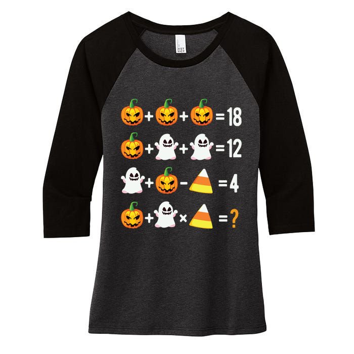 Halloween Order Of Operations Math Halloween Teacher Pumpkin Women's Tri-Blend 3/4-Sleeve Raglan Shirt