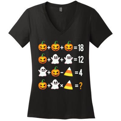 Halloween Order Of Operations Math Halloween Teacher Pumpkin Women's V-Neck T-Shirt