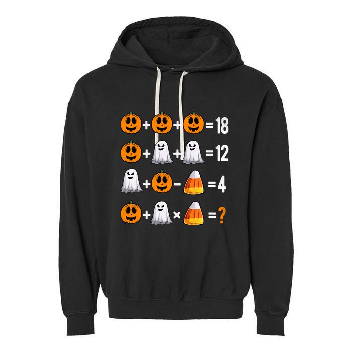 Halloween Order Of Operations Quiz Math Teacher Pumpkin Garment-Dyed Fleece Hoodie