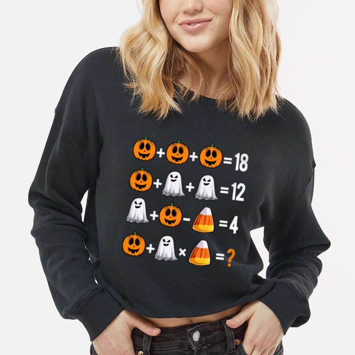 Halloween Order Of Operations Quiz Math Teacher Pumpkin Cropped Pullover Crew