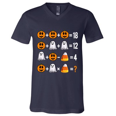 Halloween Order Of Operations Quiz Math Teacher Pumpkin V-Neck T-Shirt