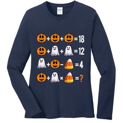 Halloween Order Of Operations Quiz Math Teacher Pumpkin Ladies Long Sleeve Shirt
