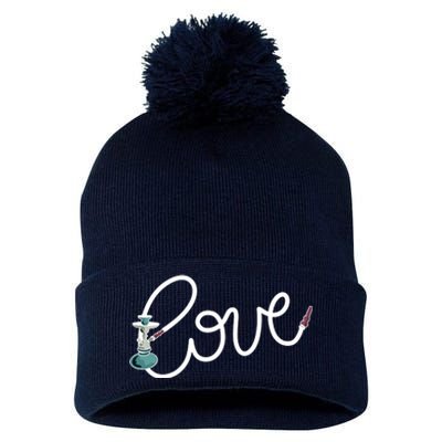 Hookah Love Pom Pom 12in Knit Beanie