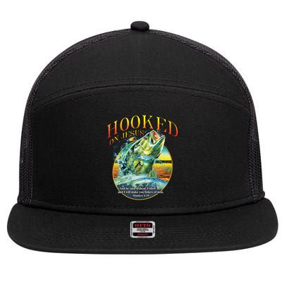 Hooked On Jesus 7 Panel Mesh Trucker Snapback Hat