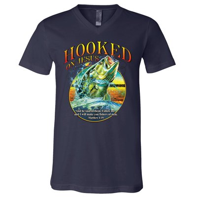 Hooked On Jesus V-Neck T-Shirt