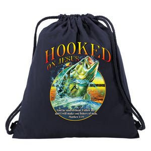 Hooked On Jesus Drawstring Bag