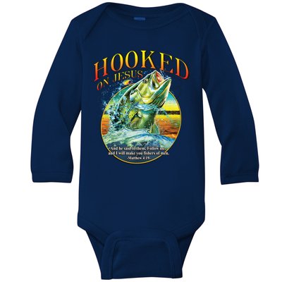 Hooked On Jesus Baby Long Sleeve Bodysuit