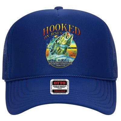 Hooked On Jesus High Crown Mesh Back Trucker Hat