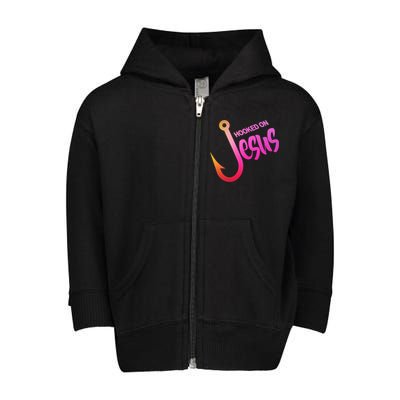 Hooked On Jesus Fish Hook Toddler Zip Fleece Hoodie