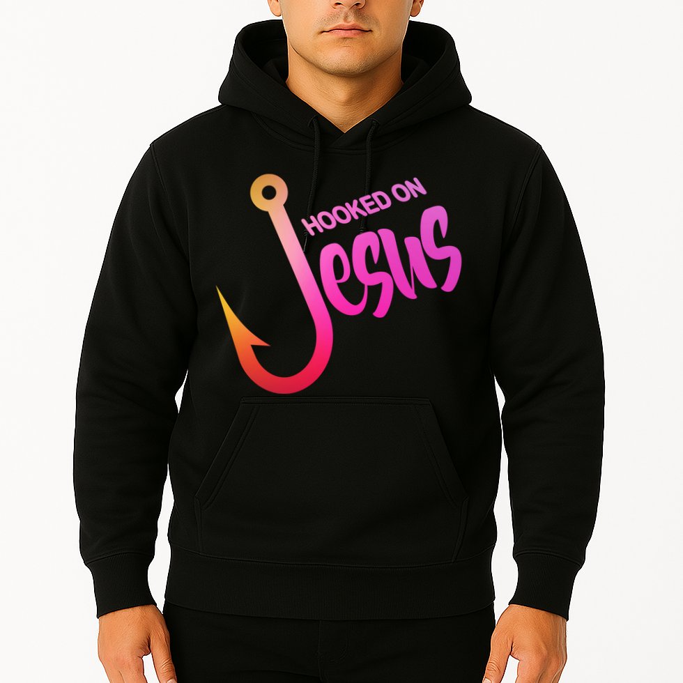 Hooked On Jesus Fish Hook Hoodie