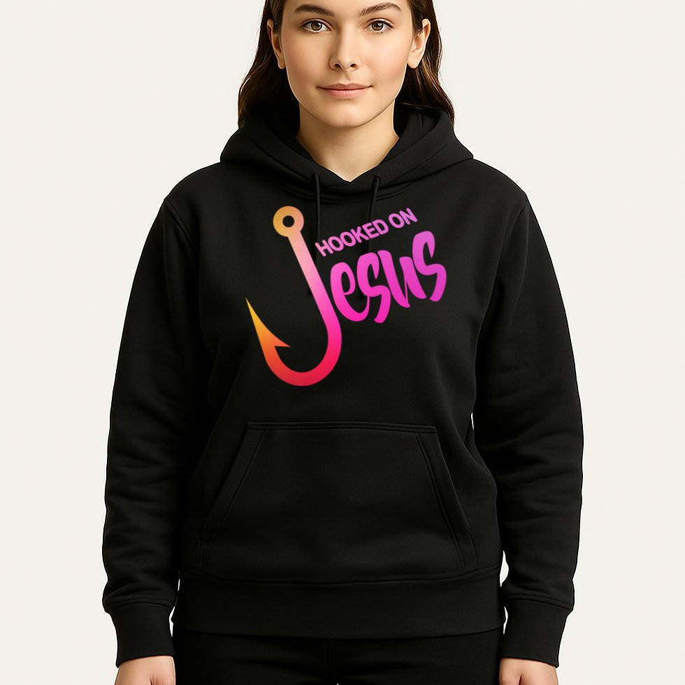 Hooked On Jesus Fish Hook Hoodie