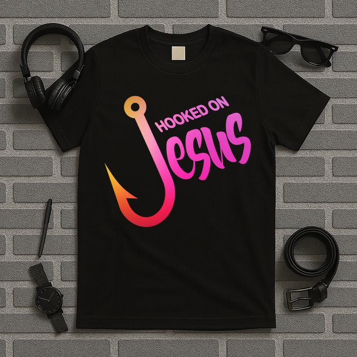 Hooked On Jesus Fish Hook T-Shirt