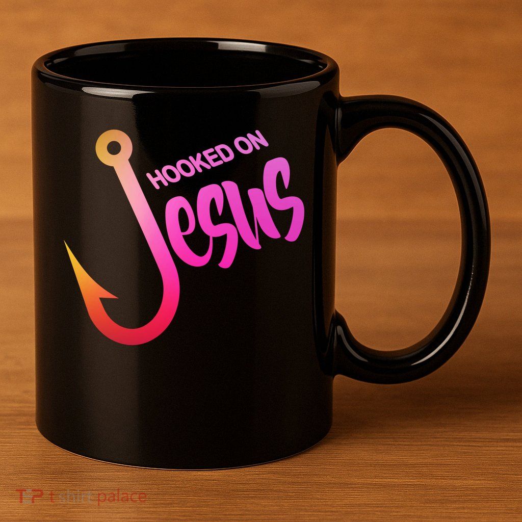 Hooked On Jesus Fish Hook 11oz C Handle Ceramic Mug