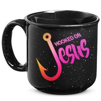 Hooked On Jesus Fish Hook 15oz Campfire Ceramic Mug