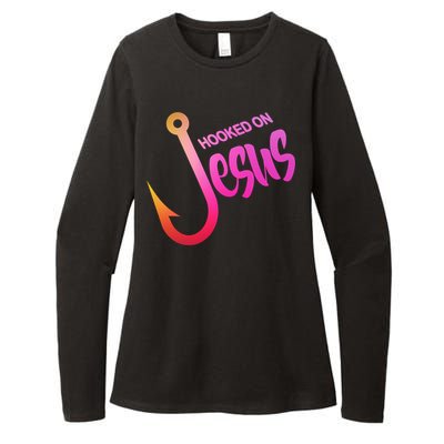 Hooked On Jesus Fish Hook Womens CVC Long Sleeve Shirt