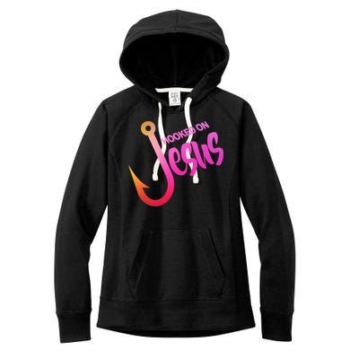 Hooked On Jesus Fish Hook Women's Fleece Hoodie