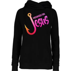 Hooked On Jesus Fish Hook Womens Funnel Neck Pullover Hood