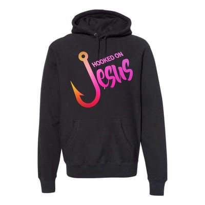 Hooked On Jesus Fish Hook Premium Hoodie