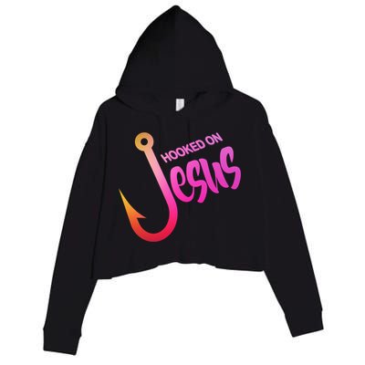 Hooked On Jesus Fish Hook Crop Fleece Hoodie