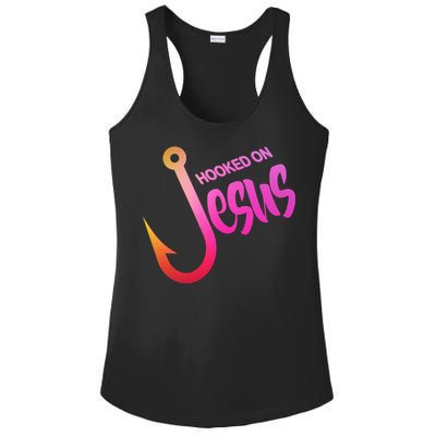 Hooked On Jesus Fish Hook Ladies PosiCharge Competitor Racerback Tank