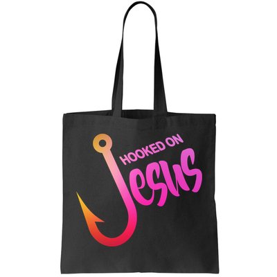 Hooked On Jesus Fish Hook Tote Bag