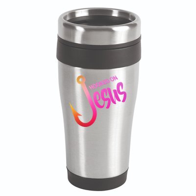 Hooked On Jesus Fish Hook 16oz Travel Tumbler