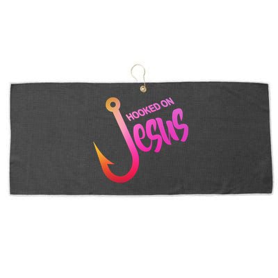 Hooked On Jesus Fish Hook Large Microfiber Waffle Golf Towel