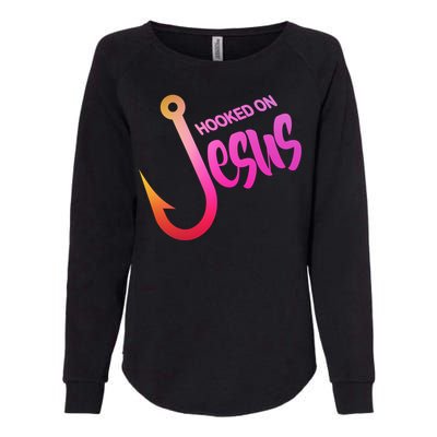 Hooked On Jesus Fish Hook Womens California Wash Sweatshirt