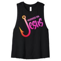 Hooked On Jesus Fish Hook Women's Racerback Cropped Tank