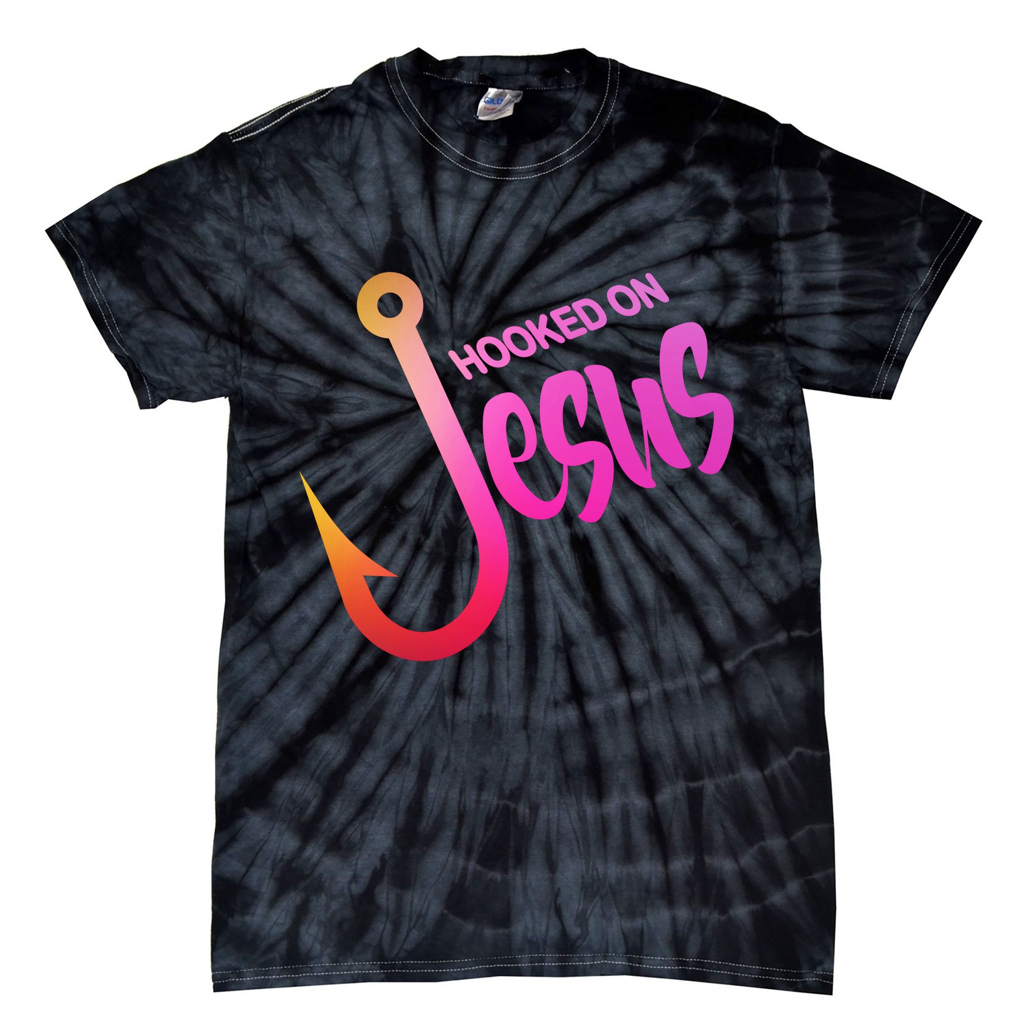 Hooked On Jesus Fish Hook Tie-Dye T-Shirt