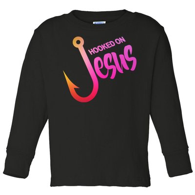 Hooked On Jesus Fish Hook Toddler Long Sleeve Shirt