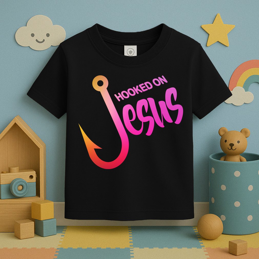 Hooked On Jesus Fish Hook Toddler T-Shirt