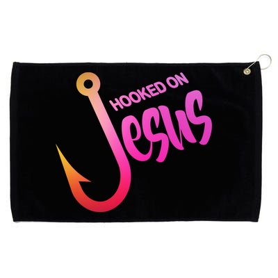 Hooked On Jesus Fish Hook Grommeted Golf Towel