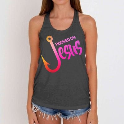 Hooked On Jesus Fish Hook Women's Knotted Racerback Tank