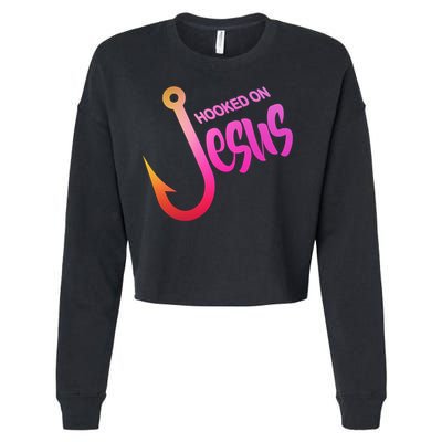 Hooked On Jesus Fish Hook Cropped Pullover Crew