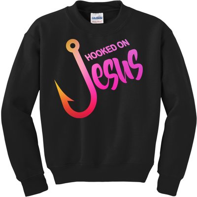 Hooked On Jesus Fish Hook Kids Sweatshirt