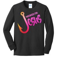 Hooked On Jesus Fish Hook Kids Long Sleeve Shirt