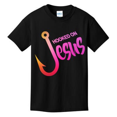 Hooked On Jesus Fish Hook Kids T-Shirt