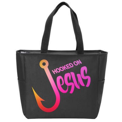 Hooked On Jesus Fish Hook Zip Tote Bag