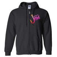 Hooked On Jesus Fish Hook Full Zip Hoodie