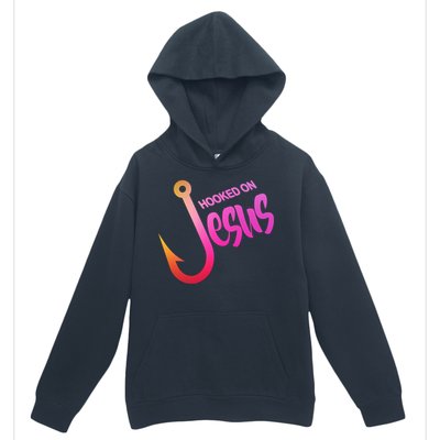 Hooked On Jesus Fish Hook Urban Pullover Hoodie