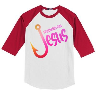 Hooked On Jesus Fish Hook Kids Colorblock Raglan Jersey